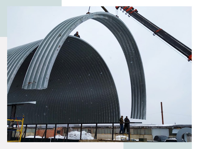 Полукруглые ангары в Тюмени